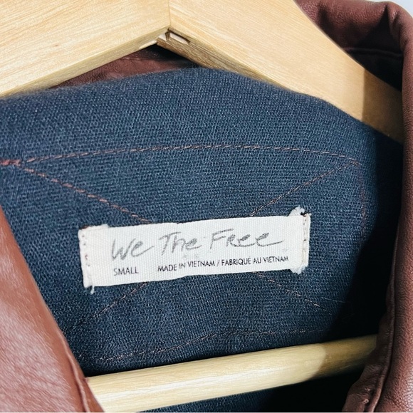 Free People Easy Rider Faux Leather Shacket in Desert Topaz brown size small - Picture 6 of 9